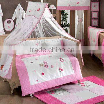 100% Cotton embroidery 6piece baby bedding set
