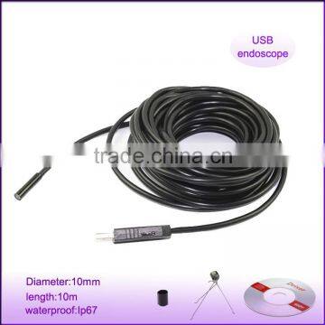 4LED dia 10mm length 10m waterproof video usb borescope endoscope inspection snake camera