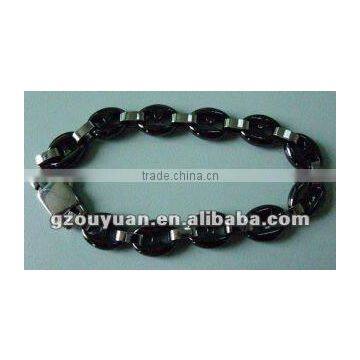 2012 hot sell black silicon tungsten and ceramic bracelet