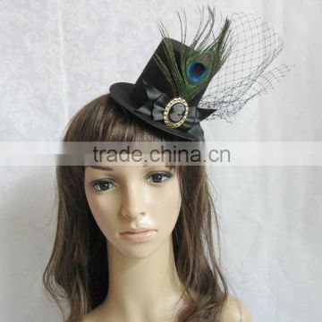 MYLOVE mini felt hats plain Peacock feathers hat MLGM039