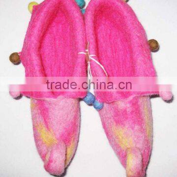 Tie dye Funky felt pom-poms shoes