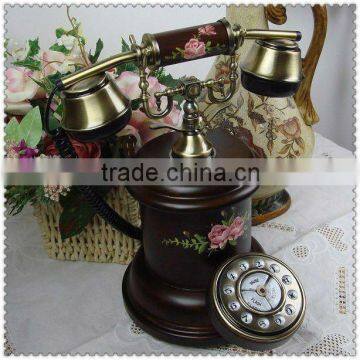 Wooden antique cheap corded telephone