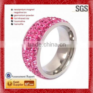 Logo carved own design fashion stainless steel ring cubic zirconia