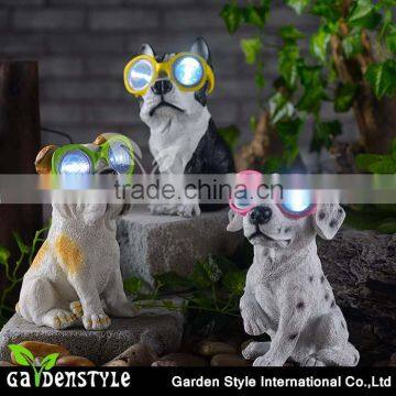 Promotional Customized Various Polyresin Dog Statues Solar Lighting For Garden