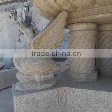 Yellow Granite Column Water Fountain With Swan photo-2