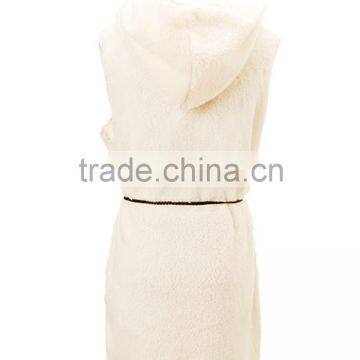 Casual Fleece Sleeveless Hooded Sweater Vest With Belt photo-2
