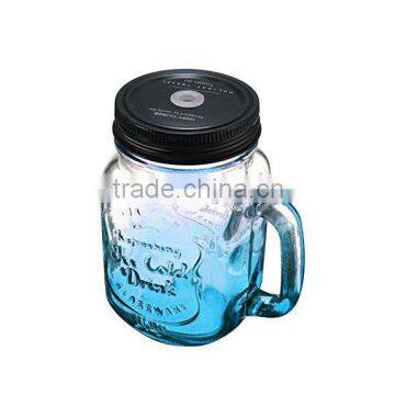 400ml Glass Bottle Mason Jars With Color Painted Wholesale With Caps and Straws photo-3