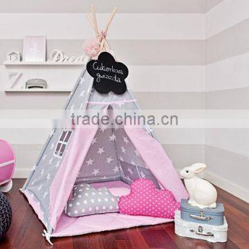 Promotional Wholesale Custom Cotton Canvas Wooden Kids Childrens Play Teepee Tipi Indian Tent