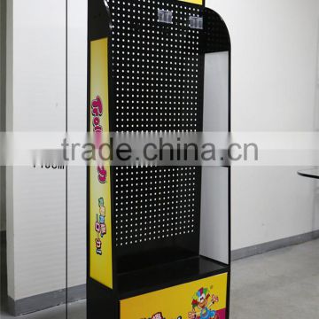 Supermarket Flooring Standing Metal Display Stand Pegboard Display