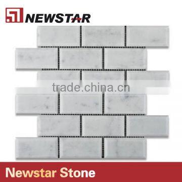 Carrara White Marble Beveled Brick Mosaic