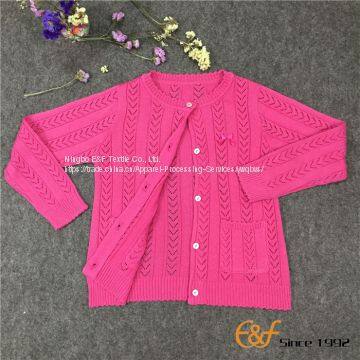 Regular Pointelle Pattern Cardigan Sweater for Girl