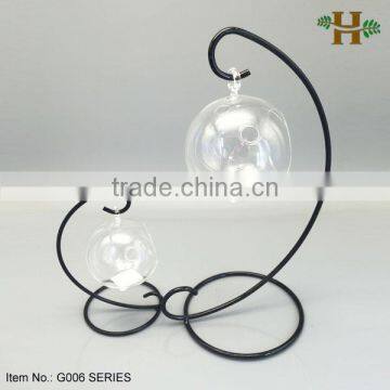 Hebei Factory Clear Glass Candle Holder Hanging Ball