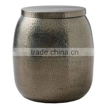 Brass Hammered Side Table Stool photo-3