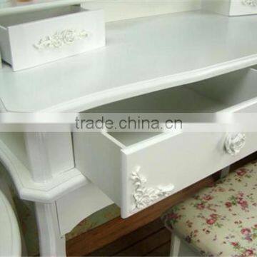Hand Painted Apartment Bedroom Dressers Modern White Color Dresser With Stool Princess Makeup Table K/D Dresser Package 90*38*1 photo-3