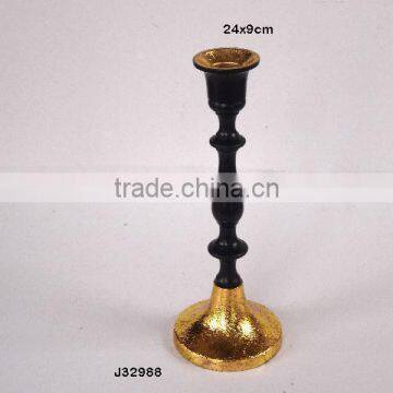 Two Tone Black and Gold Candle Holder in Made in Cast Aluminium