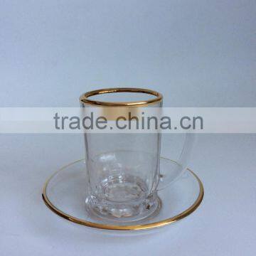Custom Fashion Elegant Product Drinking Cup With Handle/A Cup and Saucer Decorated With Gold photo-3