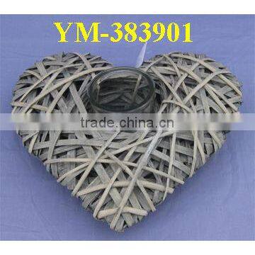 Heart Shaped Wicker Candle Holder