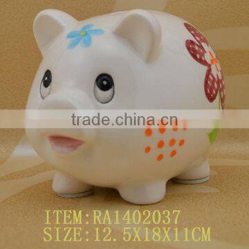 Factory direct ceramic lovely piggy coin box for children gift