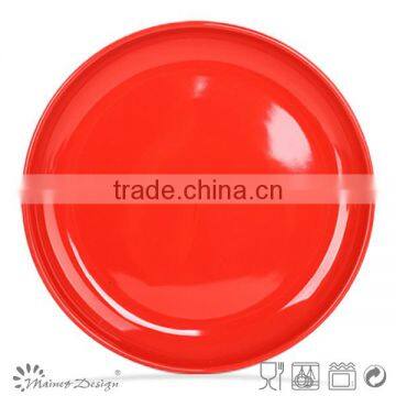 Glossy red glazed dinner plate high quality stoneware plate