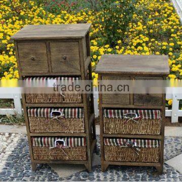Europe Regional and Antique feature rattan and wooden cabinet with 4-6 willow drawers and liner