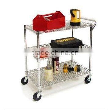 3-tier Metal Utility Storage Cart,Chrome