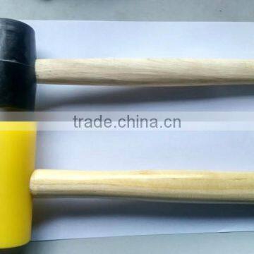 rubber hammer yellow mallet with wooden handle