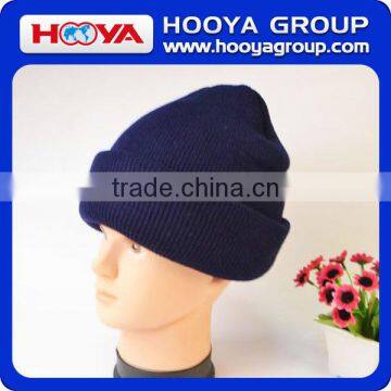 GS52017 Fashion Wholesale Men Plain Blue Color Four-layer Warm Knited Cuffed Beanie Hats photo-2