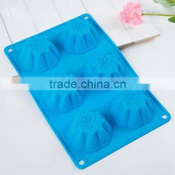 6-Cavity Blossom Cake Wholesale Silicone Chocolate Moulds For Cupcakes Silicone Mold Baking Tools photo-2