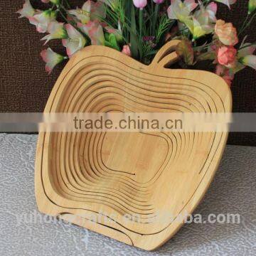 100% Bamboo Made Apple Shape Folding Fruit Basket photo-4