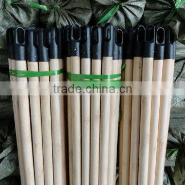 Natural wooden broom handle with plastic cap