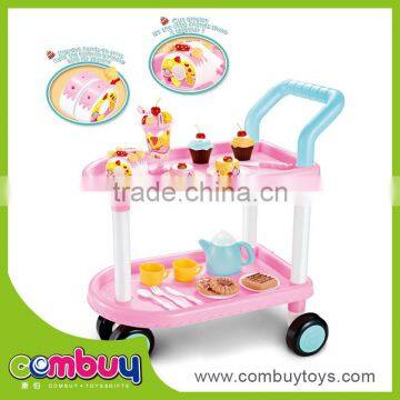 New kids diy cake party pretend play plastic food trolley cart