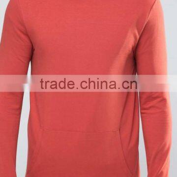 Custom Pouch Pockets With Hood Grey Men's 96% Cotton 4% Elastane Casual Longline Cut Tight Slim Fit Breathable Pullover Hoodies photo-3