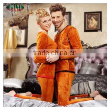 Custom Hot Sale New Couples Thermal Underwear Women Men Winter Thickening Low Round Collar Long Johns Top+pant Sey Soft Underwea photo-2