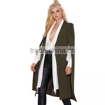 HAODUOYI Women Longline Buttonless Open Stitch Cloak Trench Blazer Poncho Coat photo-4