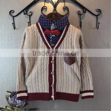 Latest Design Children Sports Cardigan 100% Cotton Boys Sweater Jacket Coats photo-4