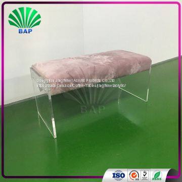 Romantic Acrylic Pink Sofa Restaurant Sofa Bench Waiting Room Bench photo-2