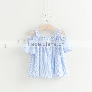 Kid Fashion Clothes Seersucker Blouse Lovely Girl Shirt Big Collar Fine Shoulder Straps Clothing Swimwear photo-5