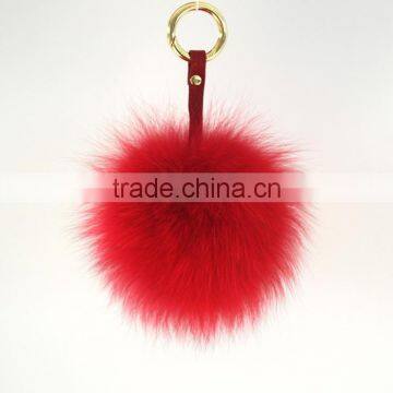 Myfur Hot Sale 2016 Fox Fur Keyring Ball PomPom Cell Phone Car Keychain Pendant Handbag Charm Key photo-2