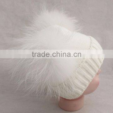Myfur Christmas Kid Hat Girl Genuine Fur Pom Pom Children Crochet Winter Hat