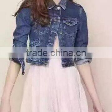 Runwaylover EY1013C Hot Sale 2016 Women Fashio Washed Denim Jackets photo-3