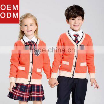 Children School Uniform Sweaters Cardigan With Chest Logos Customized photo-3