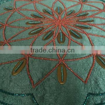 Green Pillow Mandala Pillows Green Gold Pillow Beaded Green Pillow Green Gold Pillow