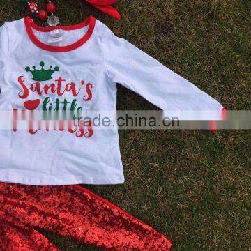 Fashion Grils Clothes Xmas Otufits Children Set "Santa's Little Princess" Kids Suit Boutique With Mtaching Accessories Set photo-3