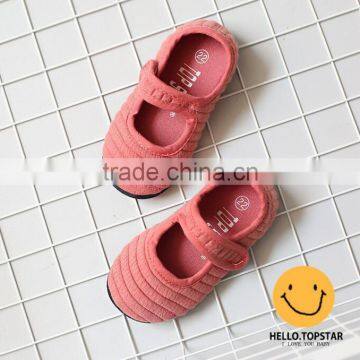 Canvas Fabric Girl Shoes, Magic Hook and Loop Kids Shoes photo-2