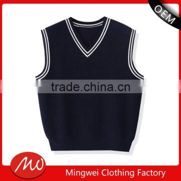 cool junior uniform V neck sleeveless sweater men vest cotton with two colors