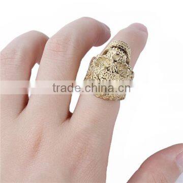 Titanium Steel Punk Unadjustable Rings Gold Plated Skull photo-3