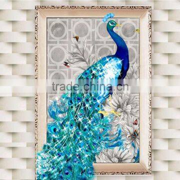 2016 Hot 5D Fashionable Diamonds Plated Embroidery Peacock Pattern Painting Cross Stitch Kit Home Bedroom Living Room Decoration photo-2