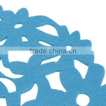 Top Quality Wholesale Price 30x30cm Colorful Modern Round Laser Cut Flower Felt Placemats Kitchen Dinner Table Mats 8 Colors photo-6