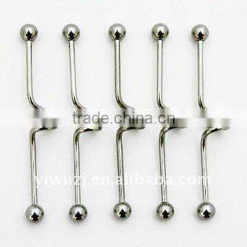 316l stainless steel spiral industry tongue barbells piercing jewelry