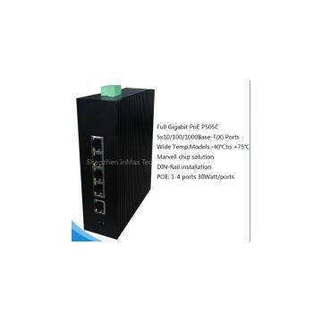 Промышленный Ethernet-коммутатор PoE на 5 портов, полностью Gigabit, неуправляемый